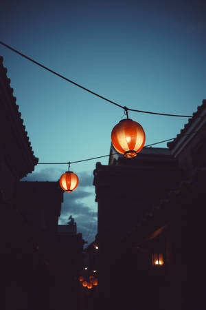 Chinese Lanterns At Night Wallpaper