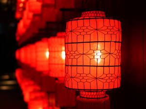 Chinese New Year Lanterns At Night Wallpaper