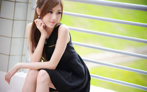 Chinese Woman In Black Dress Wallpaper