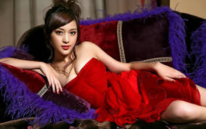 Chinese Woman In Scarlet Dress Wallpaper