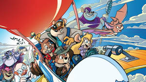 Chip N Dale Rescue Rangers On A Plane Wallpaper