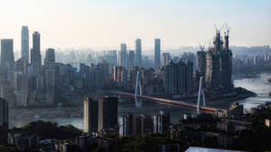Chongqing China Faded Cityscape Wallpaper