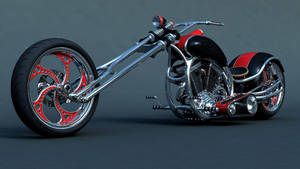 Chopper Motorcycle Red And Black Wallpaper