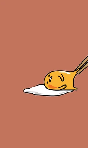 Chopsticks Pulling Gudetama Aesthetic Wallpaper