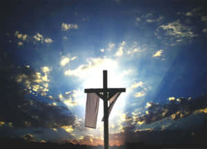 Christ Is Risen Cross White Flag Wallpaper
