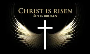 Christ Is Risen White Wings Cross Wallpaper