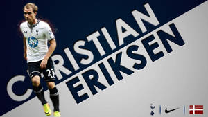 Christian Eriksen Running With His Name Behind Him Wallpaper