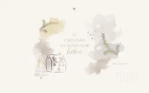 Christmas Aesthetic Brown Desktop Wallpaper