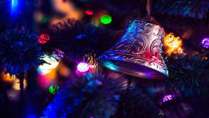 Christmas Bell Colorful Lights Wallpaper