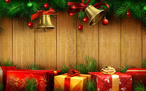 Christmas Bells And Presents Wallpaper