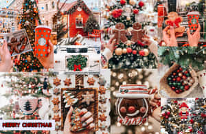 Christmas Collage Laptop Gingerbread Man Wallpaper