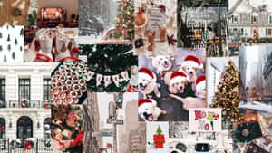 Christmas Collage Laptop Winter Pets Wallpaper