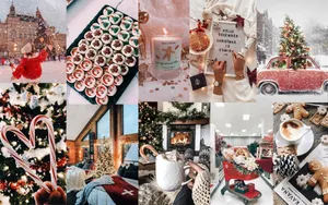 Christmas Collage With Christmas Decorations And Decorations Wallpaper