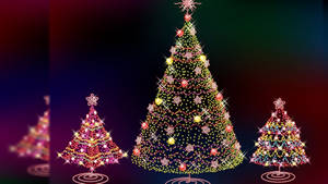 Christmas Desktop Colorful Trees Wallpaper