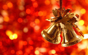 Christmas Desktop Gold Bells Wallpaper