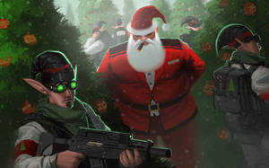 Christmas Elf Holding A Gun Wallpaper