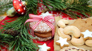 Christmas Eve Cookies With Ribbon Wallpaper