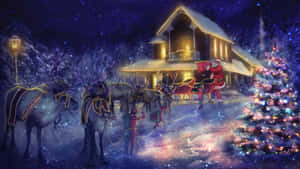 Christmas Eve Outside House Wallpaper