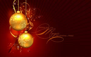 Christmas Holiday Desktop Gold Balls Wallpaper