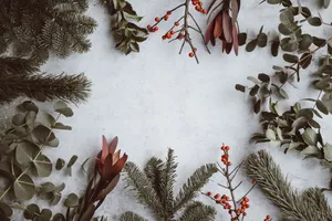 Christmas Leaves In White Wallpaper