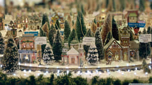 Christmas Magic In A Village Setting Wallpaper