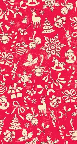 Christmas Pattern With Red And White Elements Wallpaper