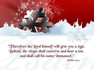 Christmas Scripture Red And White Snow Wallpaper