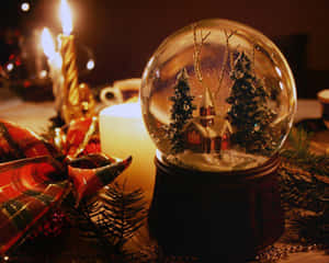 Christmas Snow Globe Scene Wallpaper