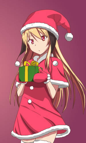 Christmas-themed Cute Anime Girl Iphone Wallpaper