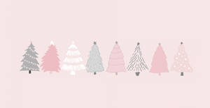 Christmas Trees Art Aesthetic Desktop Wallpaper