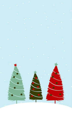Christmas Trees Snowfalli Phone Wallpaper Wallpaper
