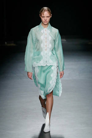 Christopher Kane Green Sheer Button Down Wallpaper