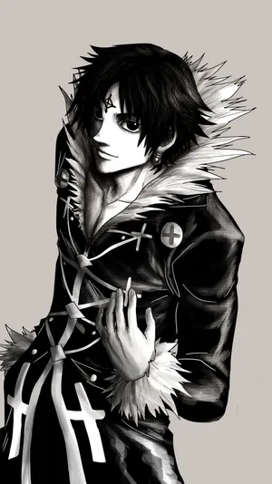 Chrollo Lucilfer Greyscale Drawing Wallpaper