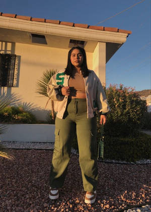 Chubby Teen Army Green Pants Wallpaper