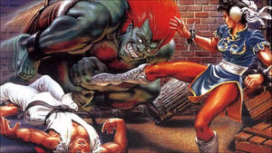 Chun Li Kicking Blanka Street Fighter Wallpaper