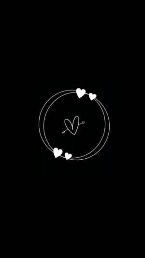 Circle Outline Black Heart Iphone Wallpaper