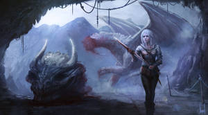 Ciri Slaying Beast The Witcher 3 Wallpaper