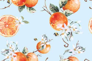 Citrus Pattern Watercolor Illustration Wallpaper