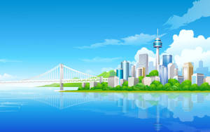 City Background Vector Art Style Wallpaper