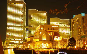 City Building Lights In Yokohama Wallpaper