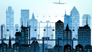City Buildings Vector Illustration Wallpaper