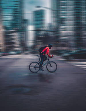 City Cycling Motion Photo Wallpaper