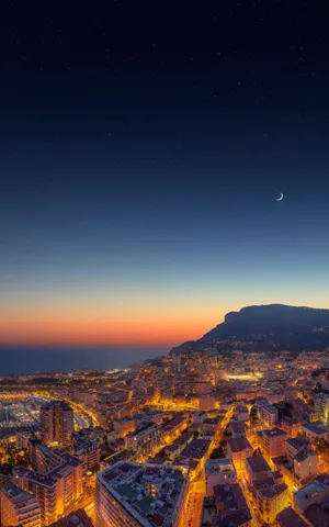 City Lights Aerial At Dusk Portrait Wallpaper