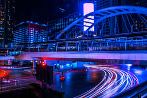 City Night Lights Traffic Long Exposure Wallpaper