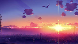 City Sunset Graphic Wallpaper