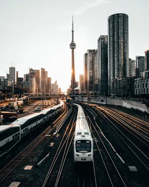 City Trains In Sunrise Wallpaper