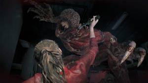 Claire Vs Licker Resident Evil 2 Remake Wallpaper