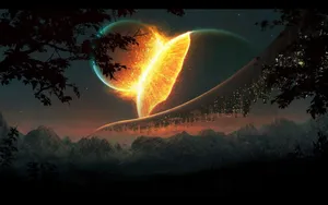 Clashing Heavenly Bodies Outer Space Wallpaper