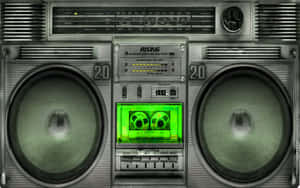 Classic Boombox And Green Cassette Wallpaper