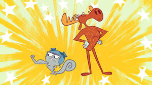Classic Cartoon Duo - Rocky And Bullwinkle In Action Wallpaper